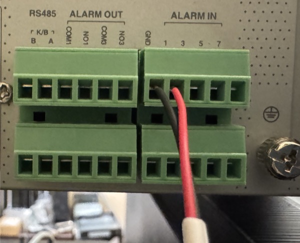 magnetic door sensor connected to security camera DVR