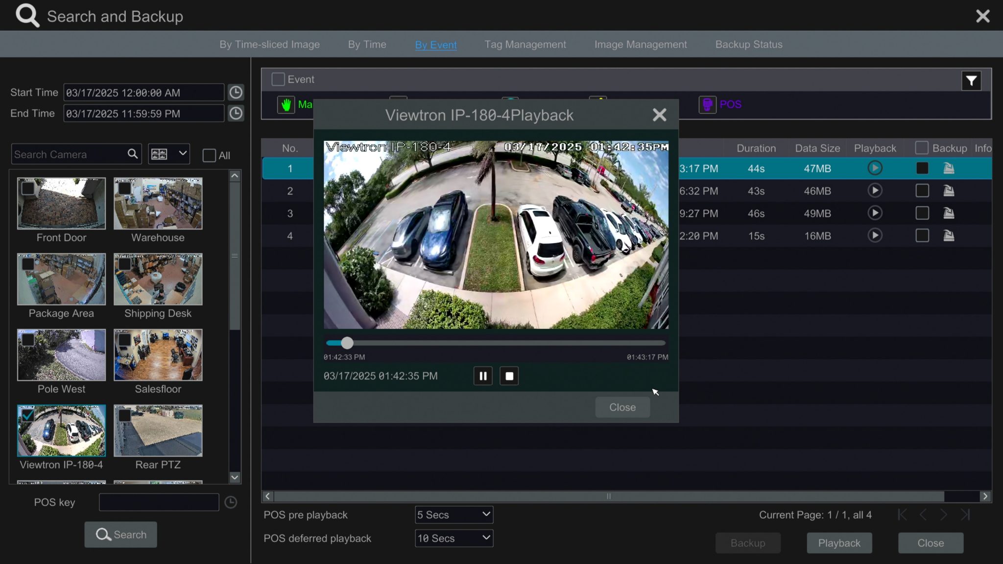 security DVR search playback