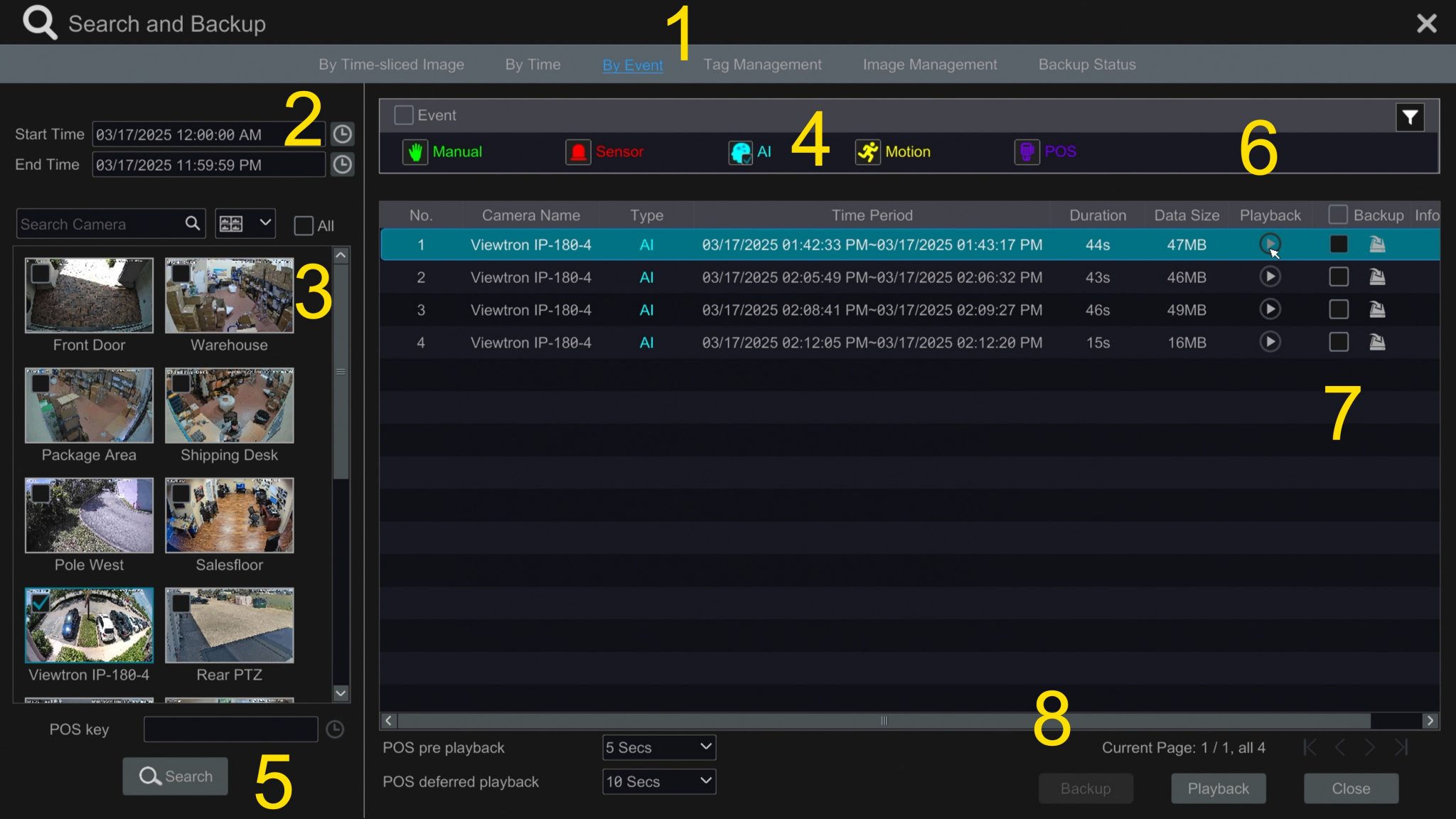 video surveillance search by event