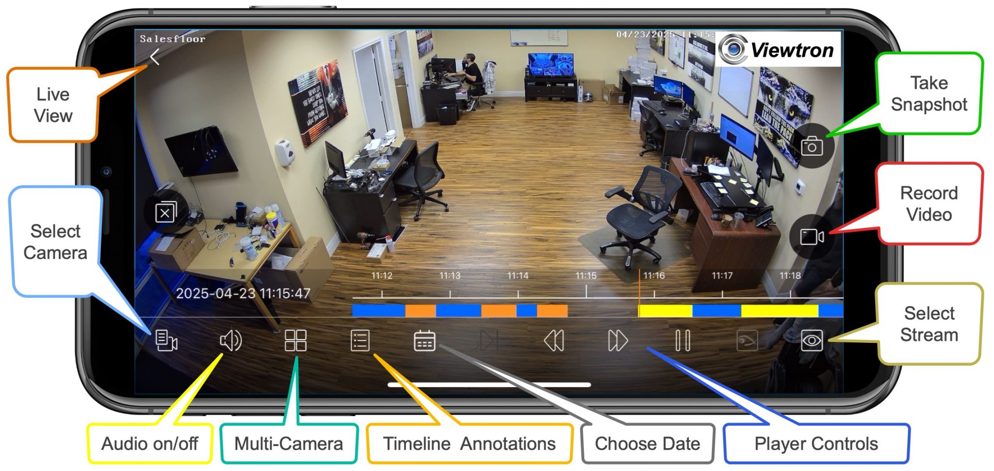 security camera app playback controls